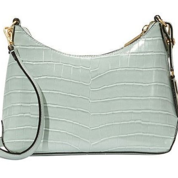 Nip luxury VS mint iceberg gold tone crossbody purse faux croc v monogram - Picture 4 of 5